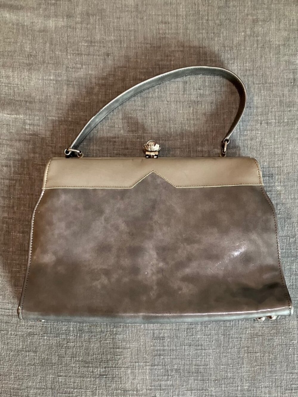 VTG 50s 60s Naturalizer Gray Frame Handbag Top Handle Purse MCM Mod Kiss Lock